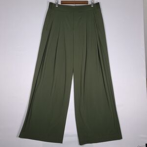 Athleta Brooklyn Heights High Rise Wide Leg Pants Women's 14 Tall Green Stretch